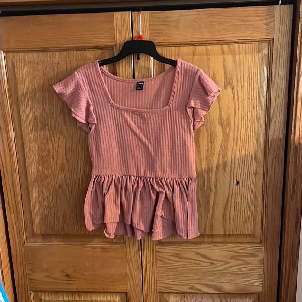 SHEIN Dusty Pink Ruffle Blouse
